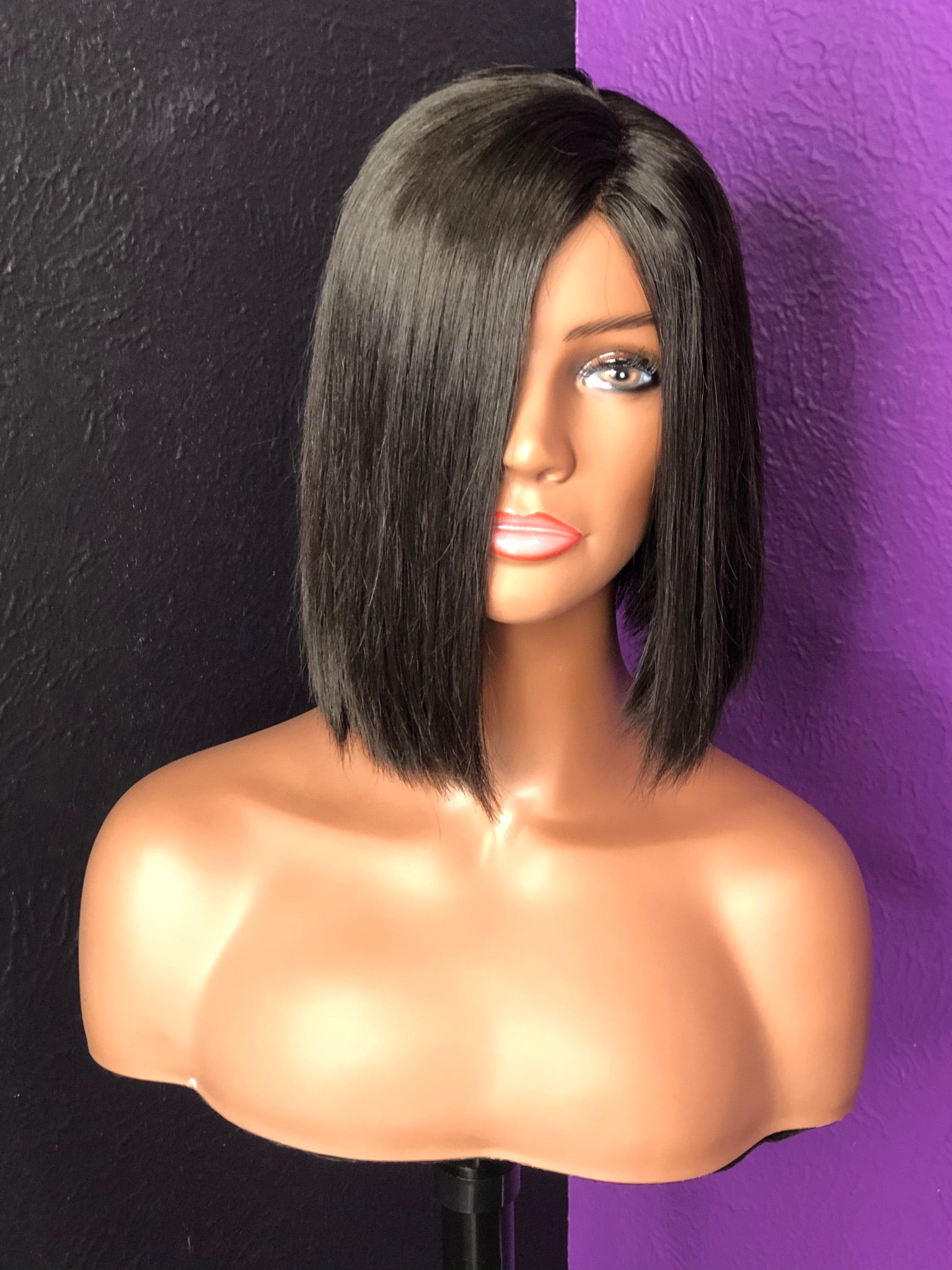 Wig: Straight Bob Closure Unit 180% Density