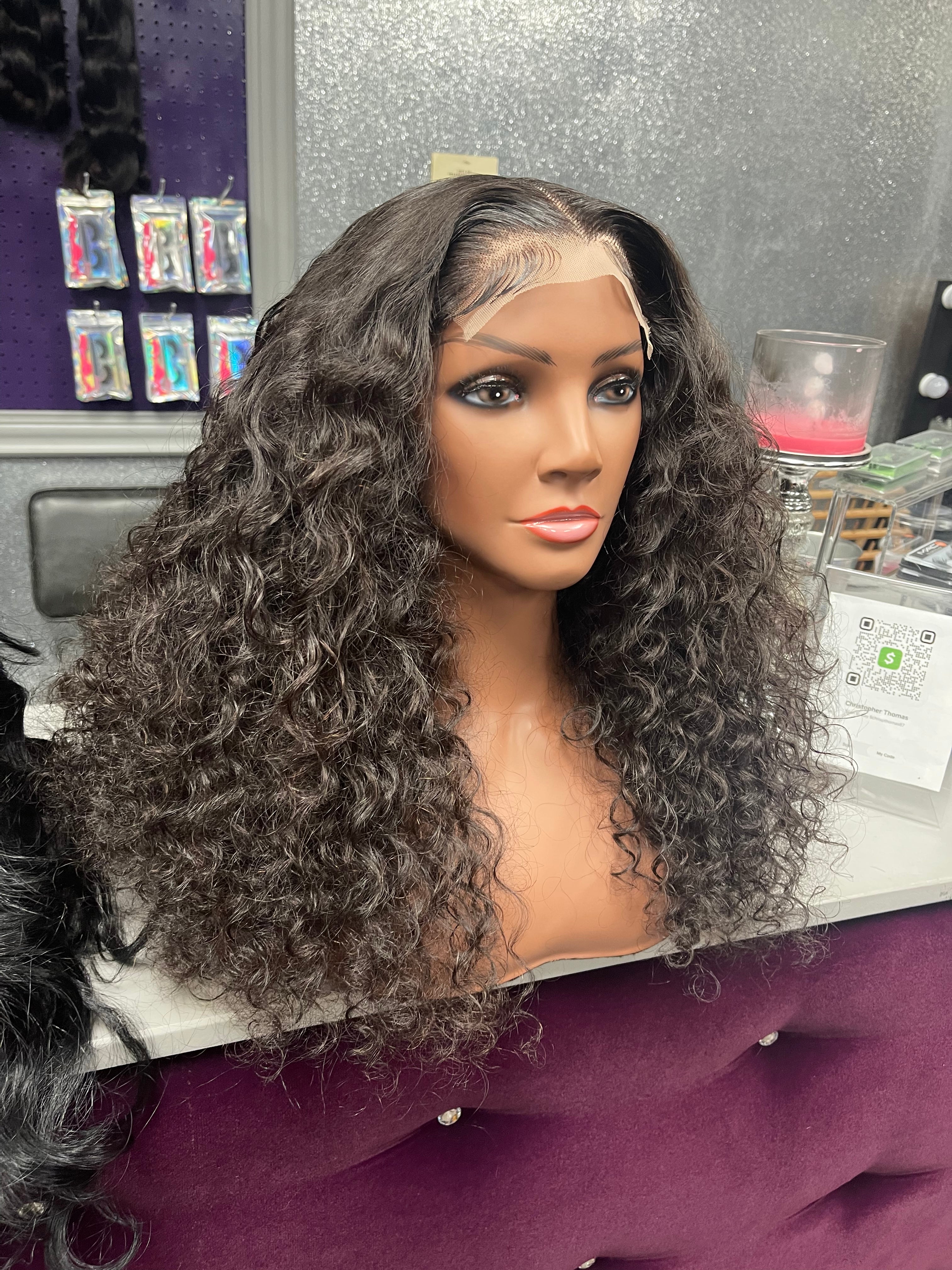 Wig Deep Curl Closure Unit 180 Density