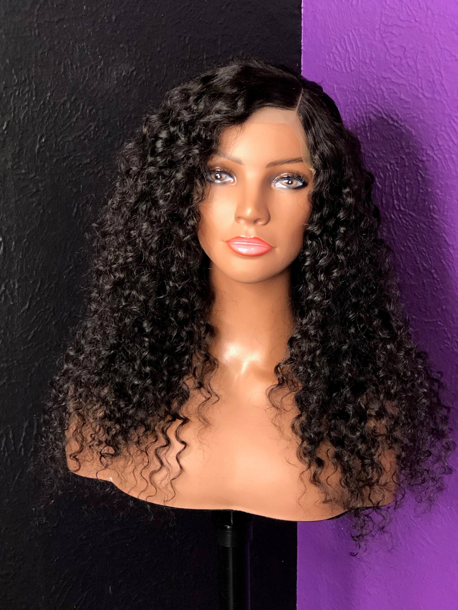 Wig: Deep Curl Closure Unit 180% Density